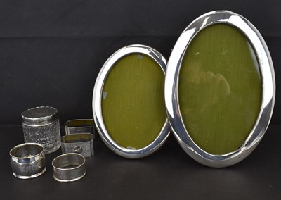 Lot 582 - A group of silver items comprising two oval...