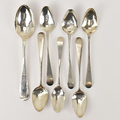 Lot 591 - Six similar George III hallmarked silver...