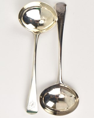Lot 589 - A pair of George III hallmarked silver ladles,...