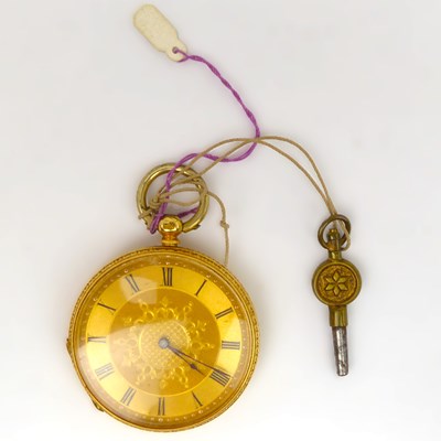 Lot 864 - An 18ct gold open face pocket watch of small...