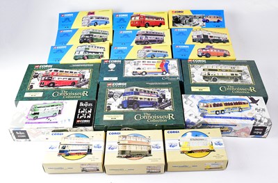 Lot 813 - CORGI; twenty-eight diecast model coaches and...