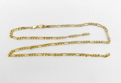 Lot 996 - A 9ct gold Figaro link necklace with lobster...