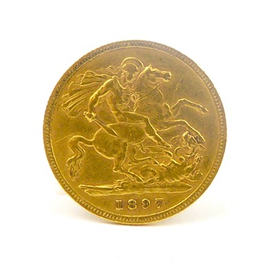 Lot 610 - A Victorian half sovereign, 1897, veiled head,...