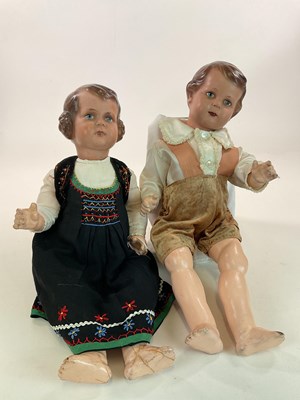 Lot 350 - A pair of 24" German dolls with composition...