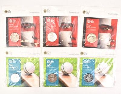 Lot 645 - THE ROYAL MINT; six 'Pride of England' £5...