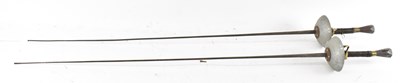 Lot 390 - PRIEUR PARIS; a pair of French fencing epees,...