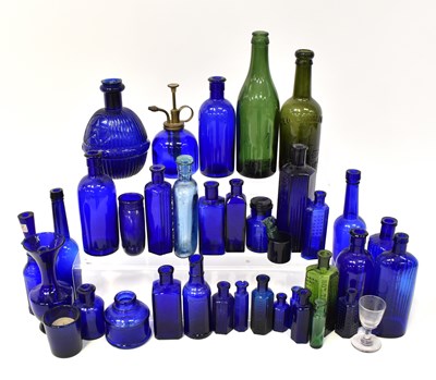 Lot 407 - A collection of vintage Bristol blue glass, to...
