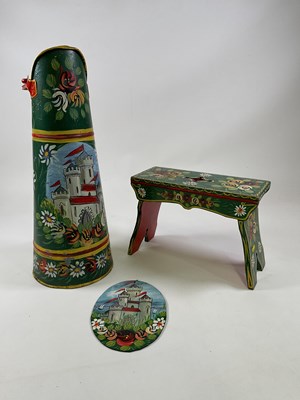 Lot 435 - A painted barge ware style milk churn with...