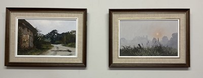 Lot 1553 - PAMELA DERRY; pair of oils on board, 'The Sun...