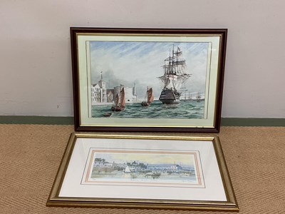 Lot 1558 - REX HUNTER; watercolour, masted vessel...