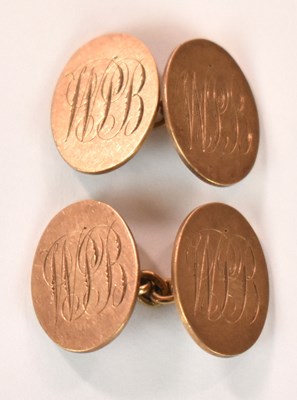 Lot 1234 - A pair of 9ct yellow gold cufflinks with...