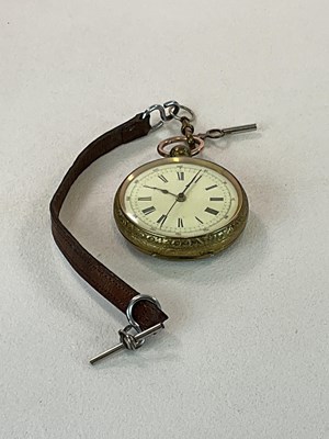 Lot 1304 - A Victorian key wind gold plated open face...