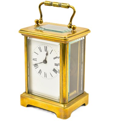 Lot 80 - A 20th century French brass carriage clock...