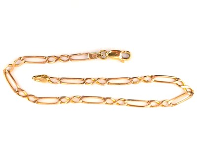Lot 745 - A 9ct gold Figaro link bracelet, length 17cm,...