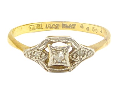 Lot 697 - An 18ct gold Art Deco style platinum diamond...