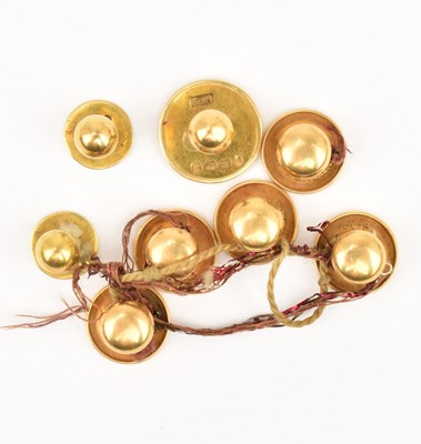 Lot 813 - Eight 18ct gold collar studs, all marked 18ct,...