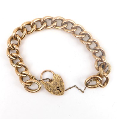 Lot 742 - A 9ct gold belcher link bracelet with...