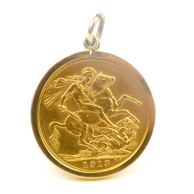 Lot 769 - A George V full sovereign, 1913, George and...