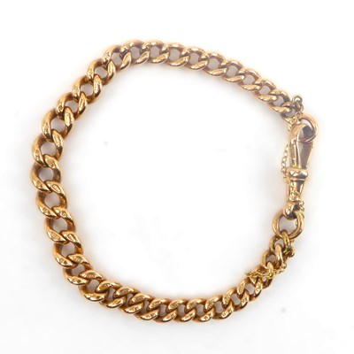 Lot 746 - A 9ct rose gold bracelet with swivel clasp,...