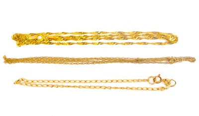 Lot 792 - Two 9ct gold dainty necklaces and a 9ct gold...