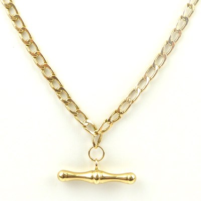 Lot 785 - A 9ct gold flat curb link necklace and gold...