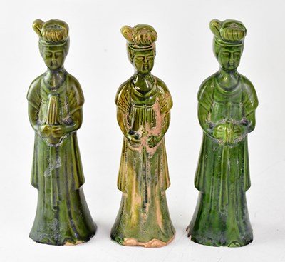 Lot 629 - Three contemporary Chinese green glazed...