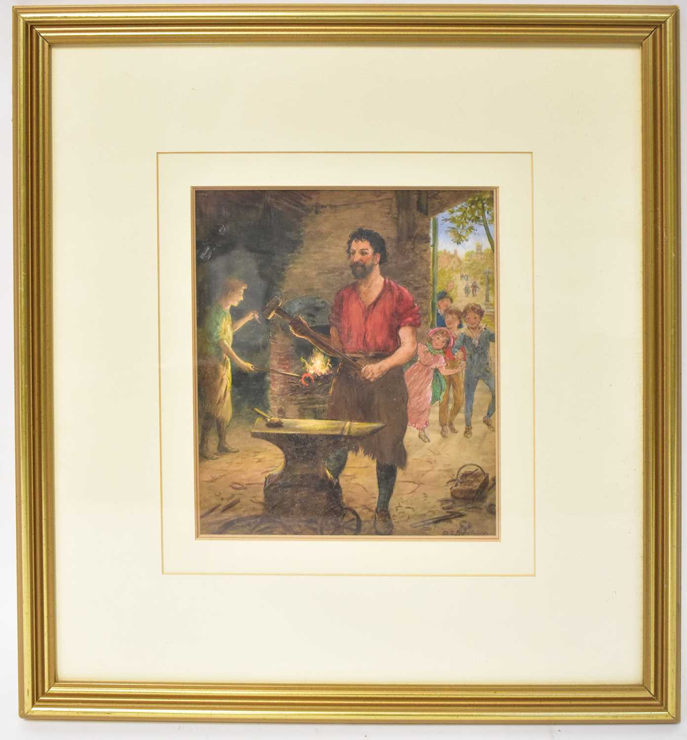 Lot 485 - ARTHUR C. SHORTHOUSE; watercolour, scene of a...