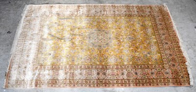 Lot 1431 - A fine quality silk rug with stylised flower...