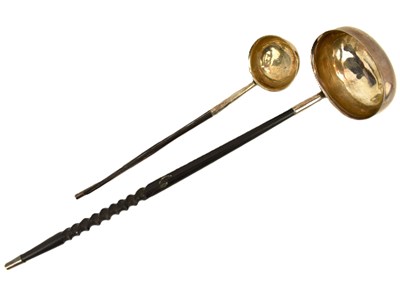 Lot 570 - A small silver toddy ladle with partial...