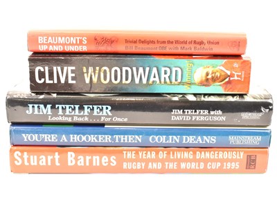 Lot 540 - RUGBY; five signed books, comprising Bill...