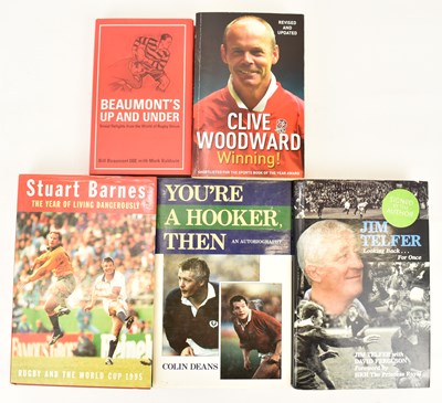 Lot 540 - RUGBY; five signed books, comprising Bill...