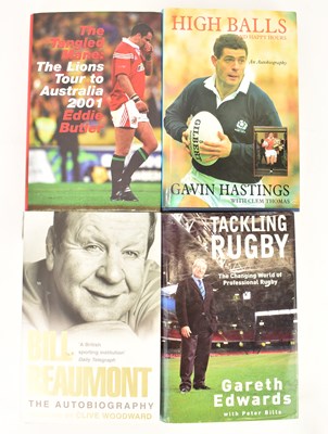 Lot 541 - RUGBY; three signed hardback books, comprising...