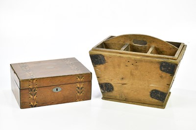 Lot 1307 - A vintage pine housekeeper's tray and box,...