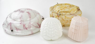 Lot 2660 - A collection of four Art Deco glass light...