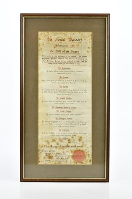 Lot 1740 - WALDORF; a framed 1913 Christmas menu from the...