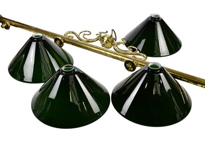 Lot 1560 - Four vintage green and white glass light...