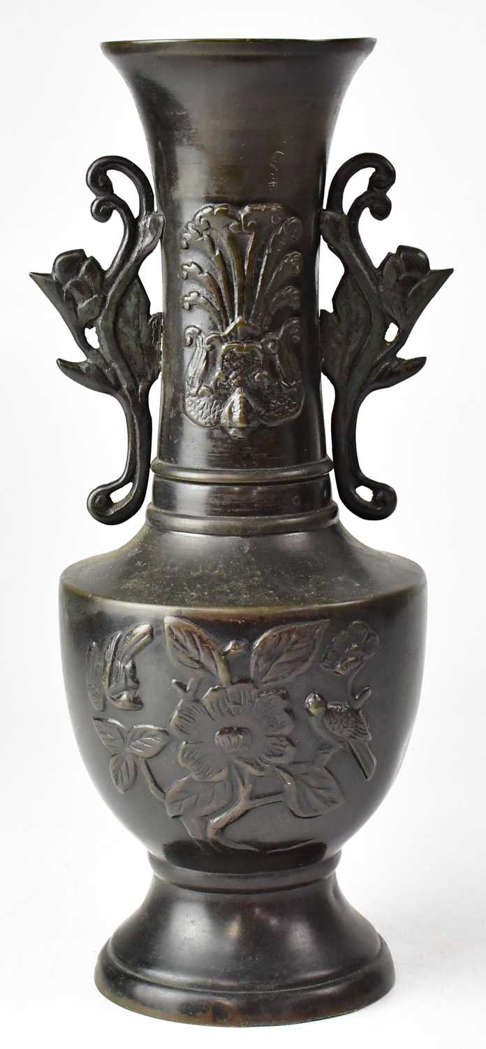 Lot 429 - A Meiji period Japanese bronze vase with...