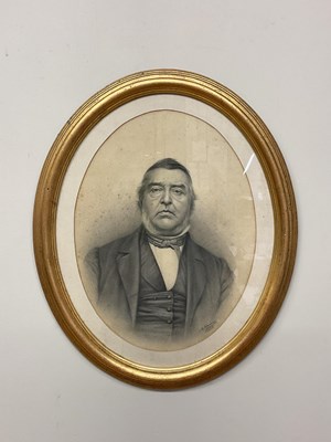 Lot 1424 - J R BROWN, pencil on paper, portrait of a...