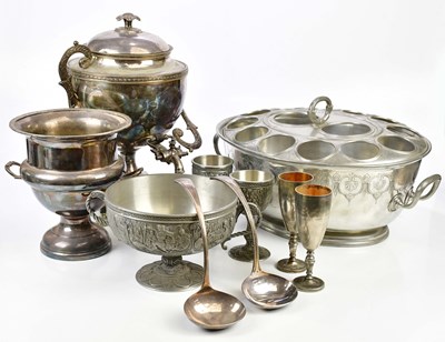 Lot 2010 - A collection of plated items, including punch...