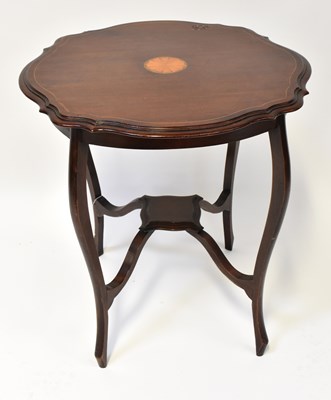 Lot 23 - An Edwardian mahogany inlaid shaped occasional...