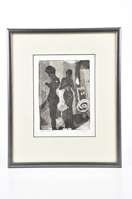 Lot 1595 - G KRAIN; etching, two nude females, signed...
