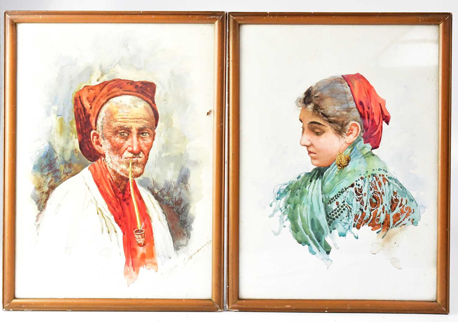 Lot 479 - UNATTRIBUTED; a pair of watercolour portraits...