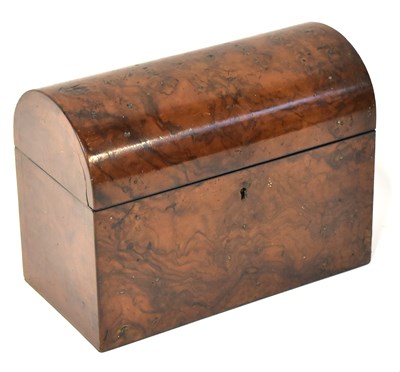 Lot 87 - A 19th century burr walnut dome top tea caddy...