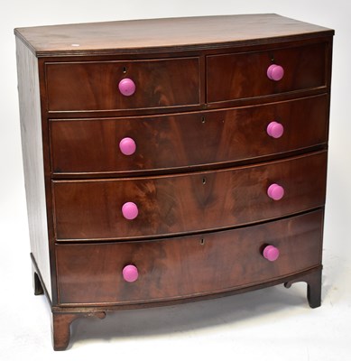 Lot 13 - A Victorian mahogany bow-fronted chest of two...