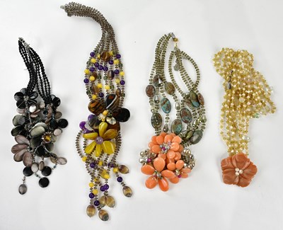 Lot 930 - BUTLER & WILSON; a black bead crystal and...