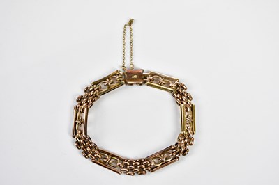 Lot 287 - A 9ct rose gold open gate link bracelet with...