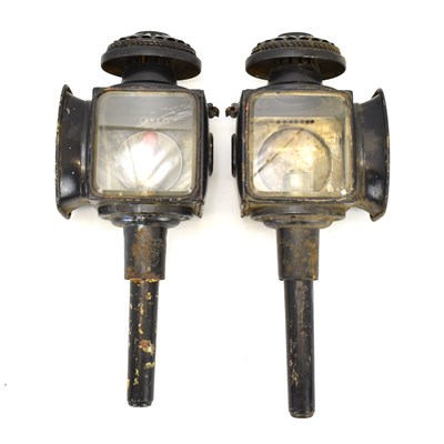 Lot 115 - A pair of 19th century coaching lamps, unnamed...