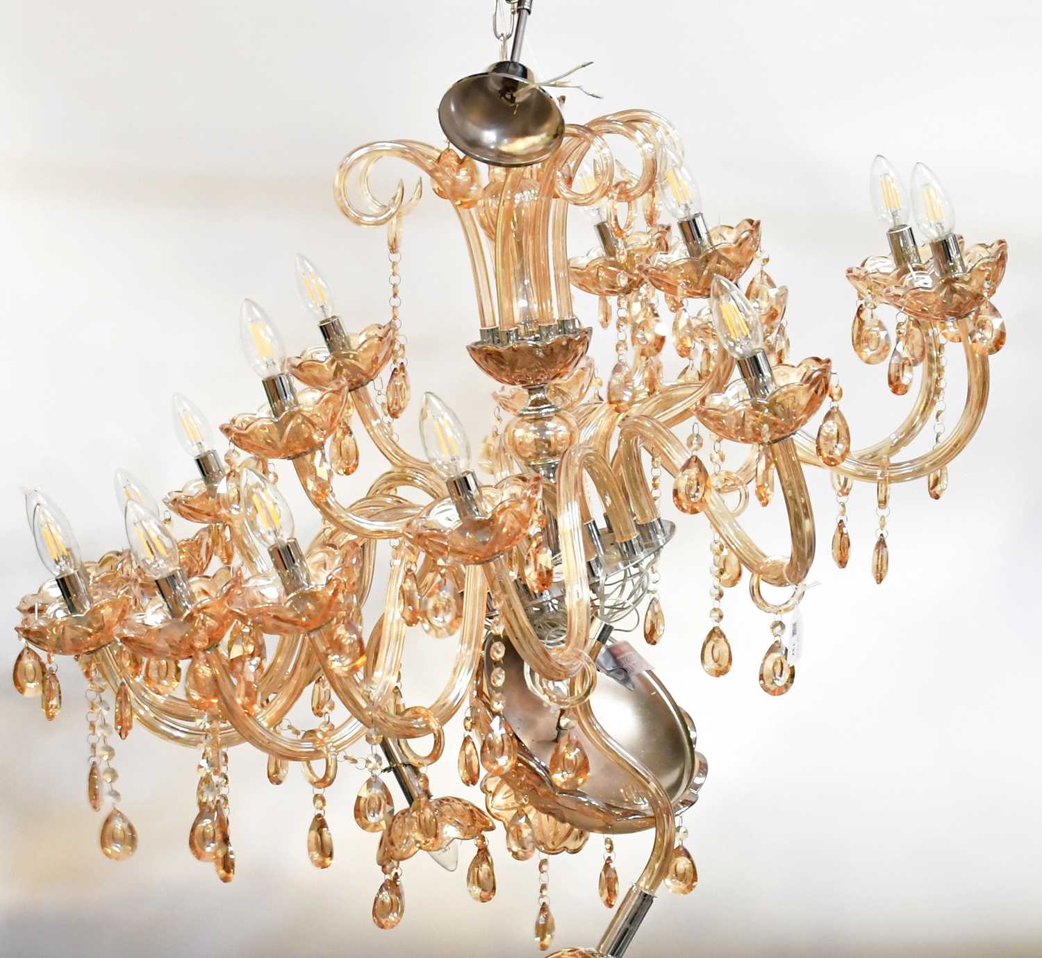 Lot 88 - A Murano-style twelve-branch peach glass...