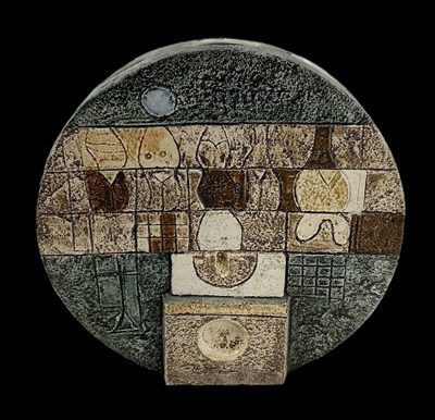 Lot 480 - SHIRLEY WHARF FOR TROIKA POTTERY; a huge wheel...