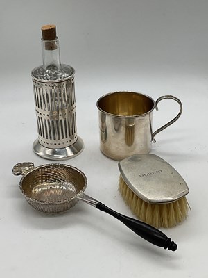 Lot 1087 - A sterling silver christening cup with...